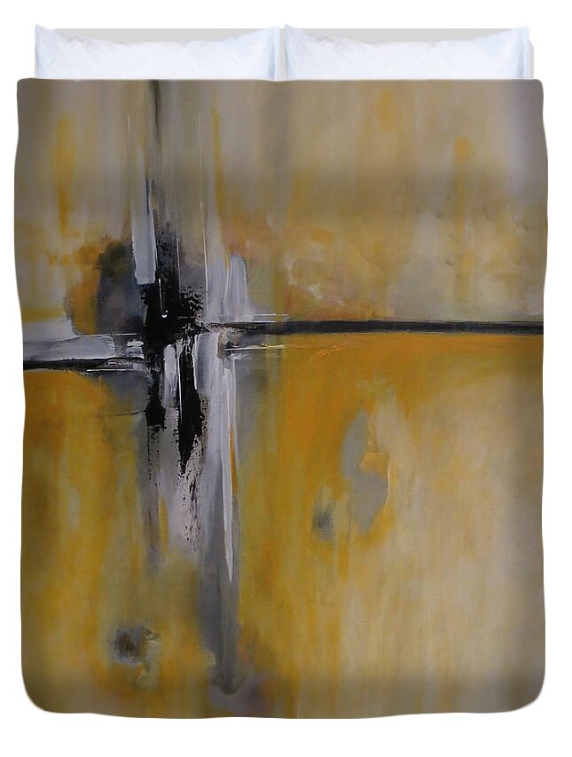 Abstract Duvet Cover featuring the painting Imagine That by Soraya Silvestri