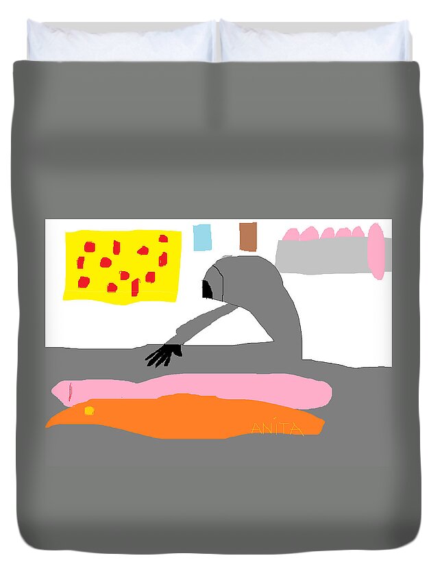 Imposter Duvet Cover featuring the painting Imposter by Anita Dale Livaditis