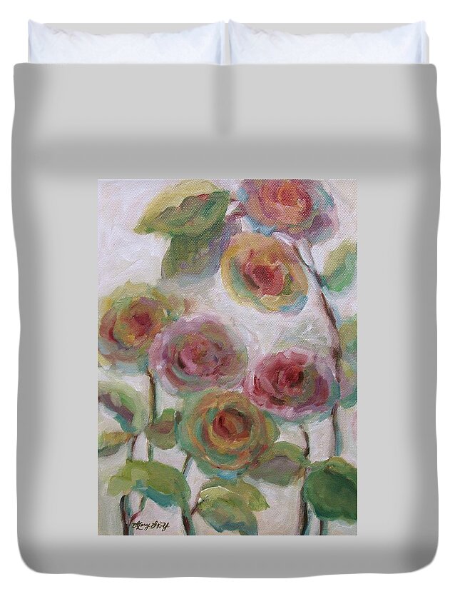 Impressionist Floral Duvet Cover featuring the painting Impressionist Flowers by Mary Wolf