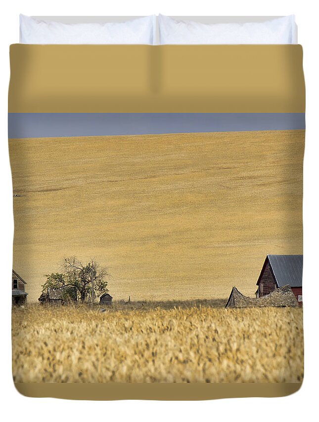 Homestead Duvet Cover featuring the photograph In a Sea of Wheat by Cathy Anderson