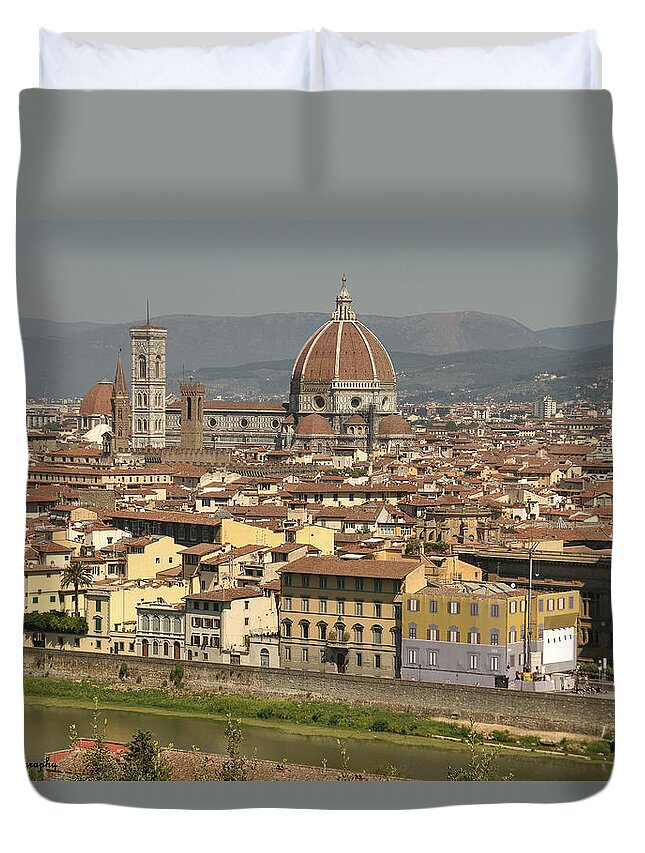 City Of Florence Duvet Cover featuring the photograph In Love With Firenze - 2 by Hany J
