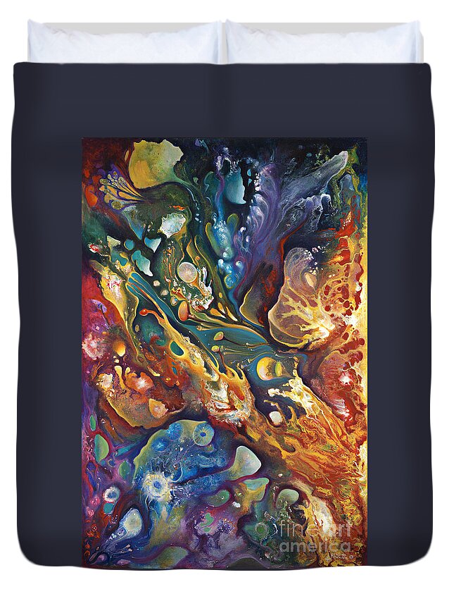 Abstract Duvet Cover featuring the painting In The Beginning by Ricardo Chavez-Mendez