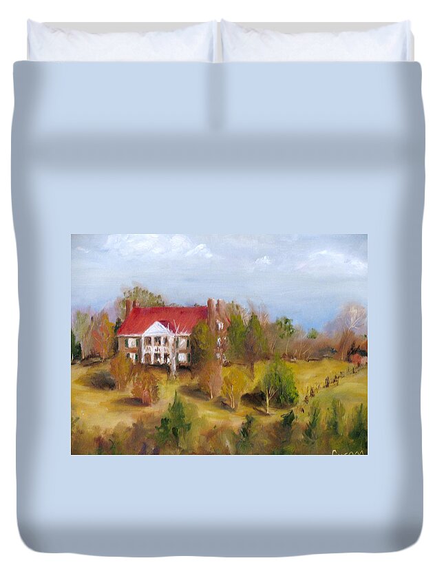Plantation Duvet Cover featuring the painting In the land of Cotton by Susan Elizabeth Jones
