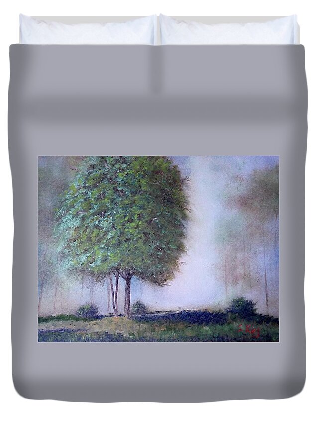 Tree Duvet Cover featuring the painting In the Mist by Stephen King