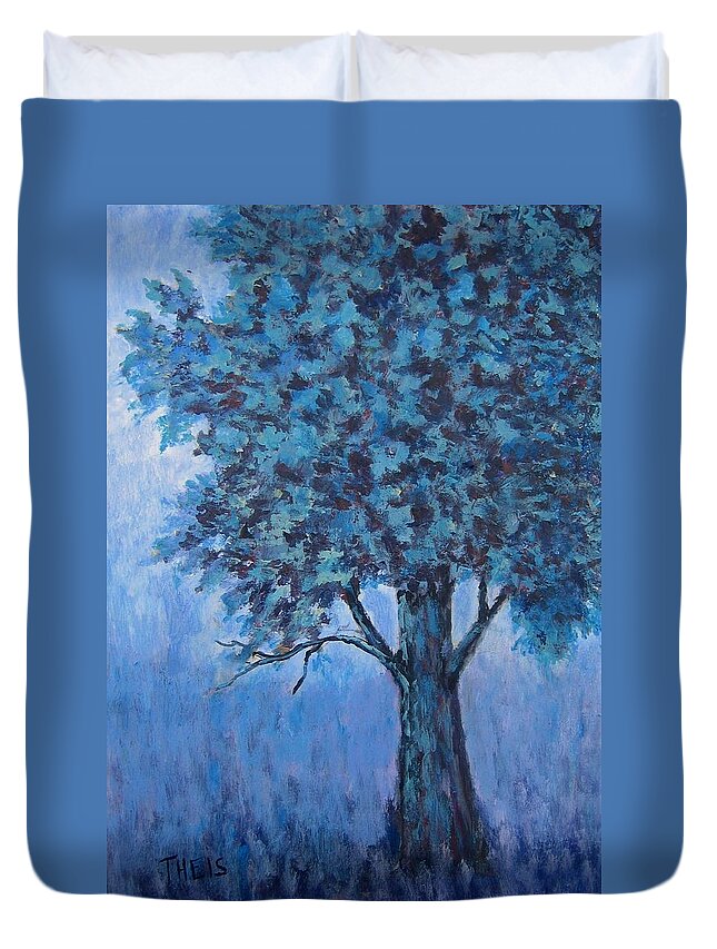 Trees Duvet Cover featuring the painting In the Mist by Suzanne Theis