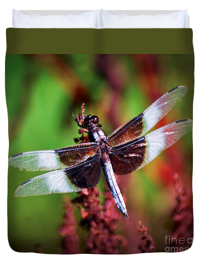 Dragonfly Duvet Cover featuring the photograph In The Red by Kerri Farley