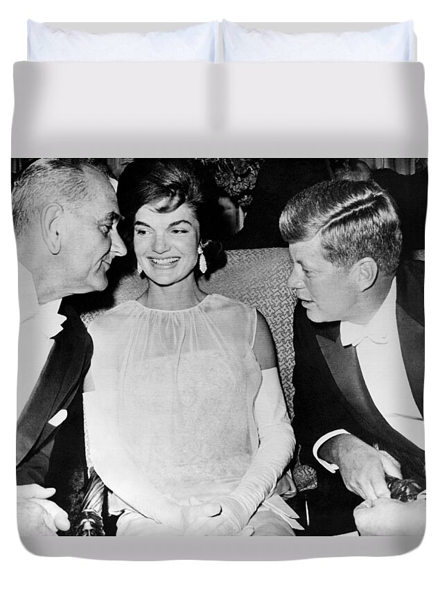 1961 Duvet Cover featuring the photograph Inaugural Ball Conversation by Underwood Archives