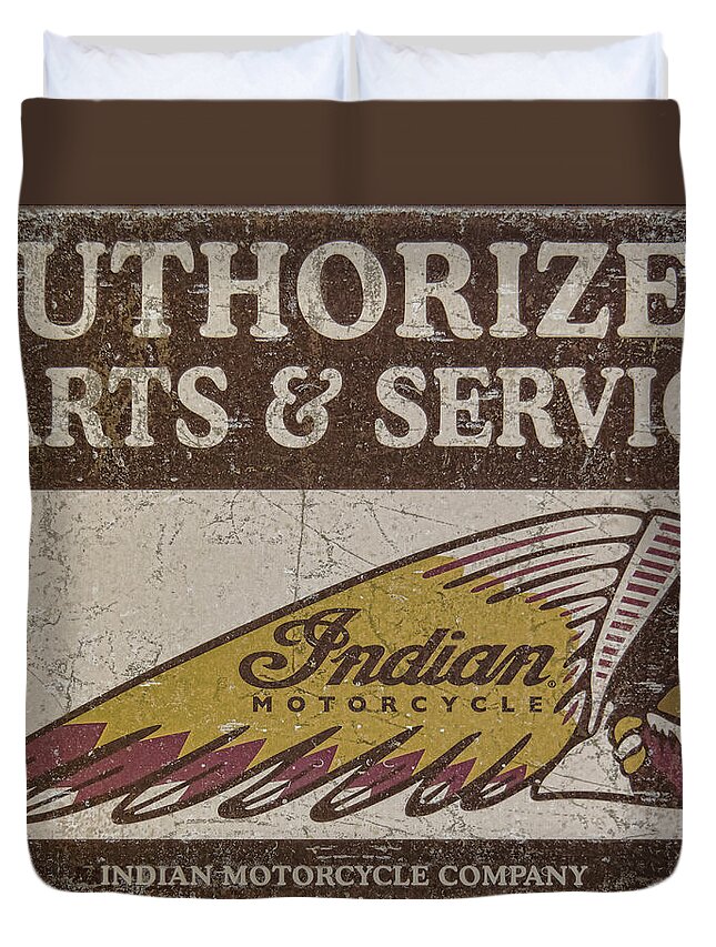 Indian Motorcycle Sign Duvet Cover featuring the photograph Indian Motorcycle Sign by Wes and Dotty Weber