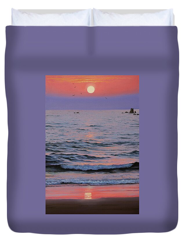 Ocean Duvet Cover featuring the painting Indian ocean by Vrindavan Das