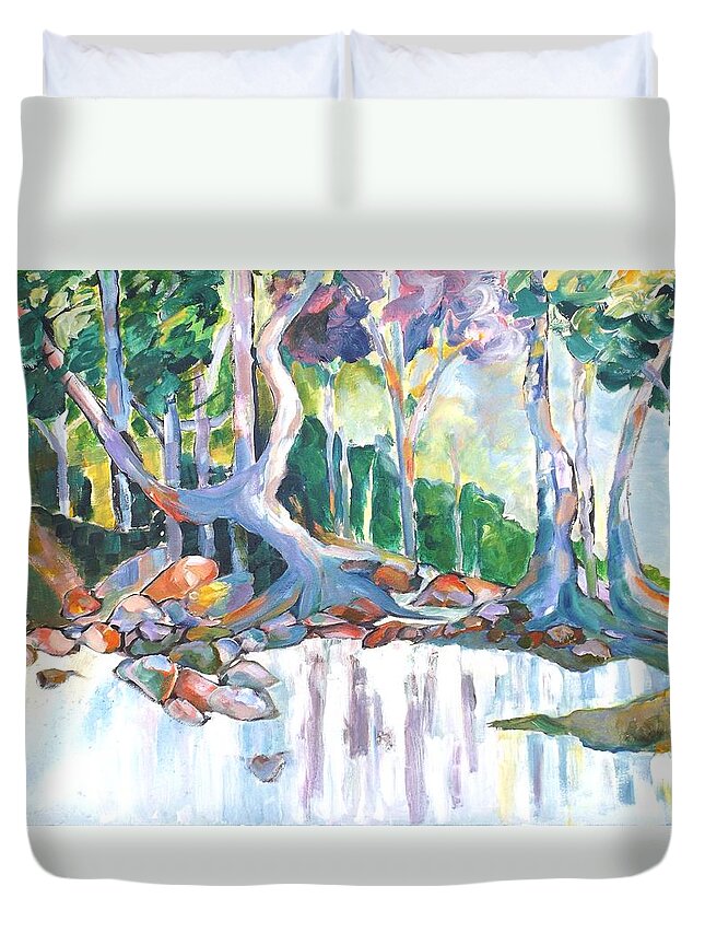 Landscape Duvet Cover featuring the painting Indigiscape in Colour by Gloria Dietz-Kiebron