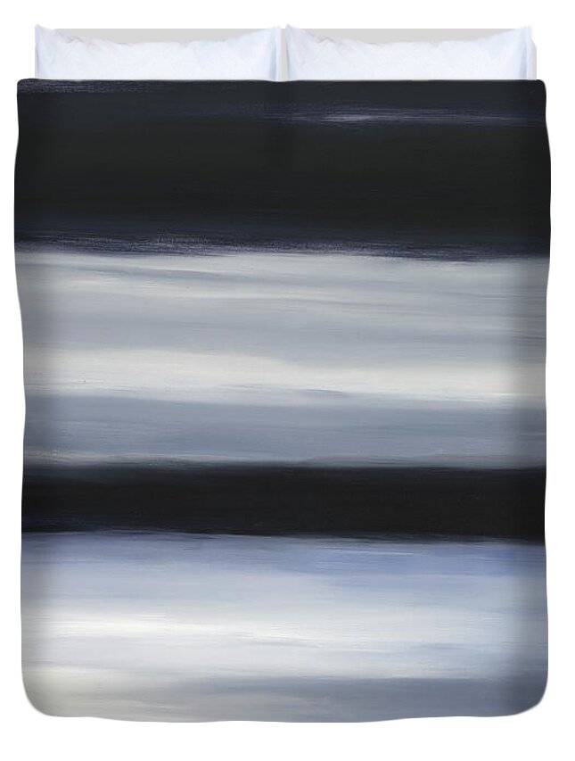 Abstract Duvet Cover featuring the painting Indigo Blur I by Tamara Nelson