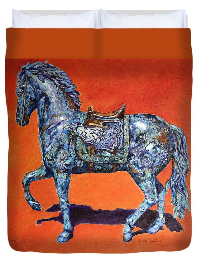 Horse Duvet Cover featuring the painting Indigo by Portraits By NC