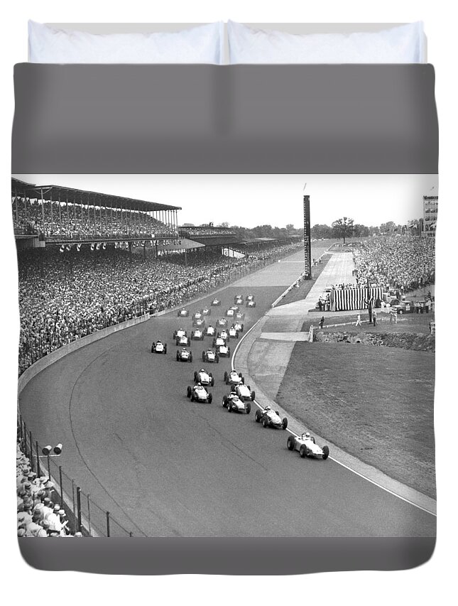 1950's Duvet Cover featuring the photograph Indy 500 Race Start by Underwood Archives