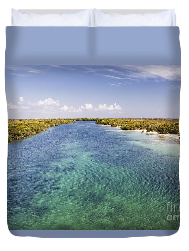 Cancun Duvet Cover featuring the photograph Inlet leading to caribbean ocean by Bryan Mullennix
