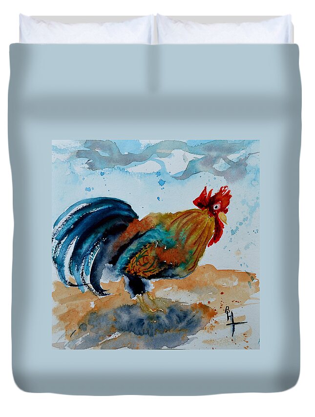 Rooster Duvet Cover featuring the painting Innocent Rooster by Beverley Harper Tinsley