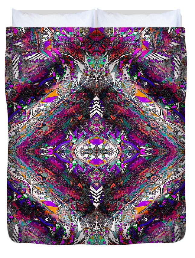 Super Colorful Duvet Cover featuring the digital art Interstellar Cross by Priscilla Batzell Expressionist Art Studio Gallery