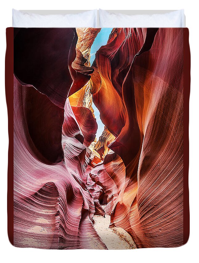 Antelope Canyon Duvet Cover featuring the photograph Into the Slot 2 by Jason Chu