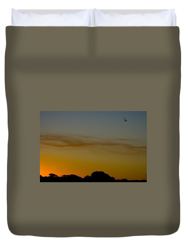 Eurocopter As350 Ecureuil (squirrel) Duvet Cover featuring the photograph Into the Smoke by Paul Job
