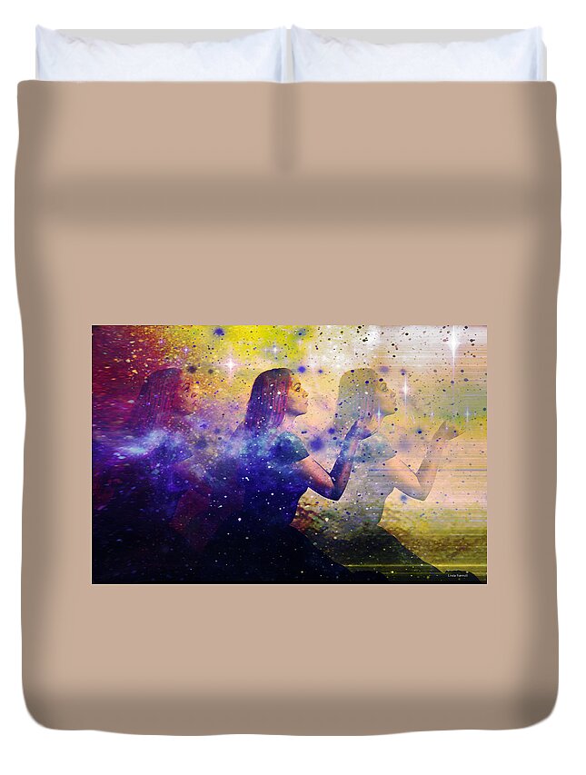 Into The Universe Duvet Cover featuring the digital art Into The Universe by Linda Sannuti