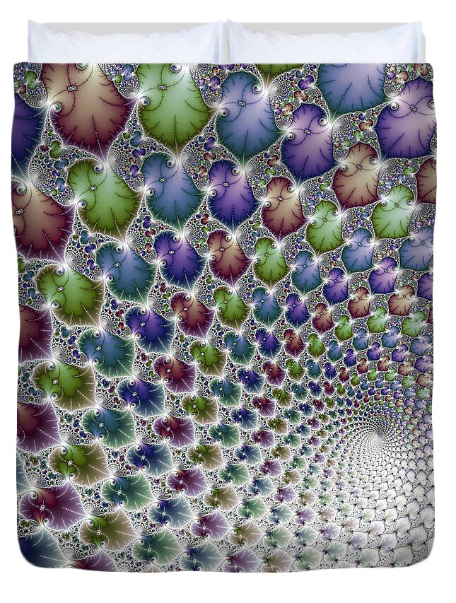 Vortex Duvet Cover featuring the digital art Into the Vortex colorful fractal art by Matthias Hauser