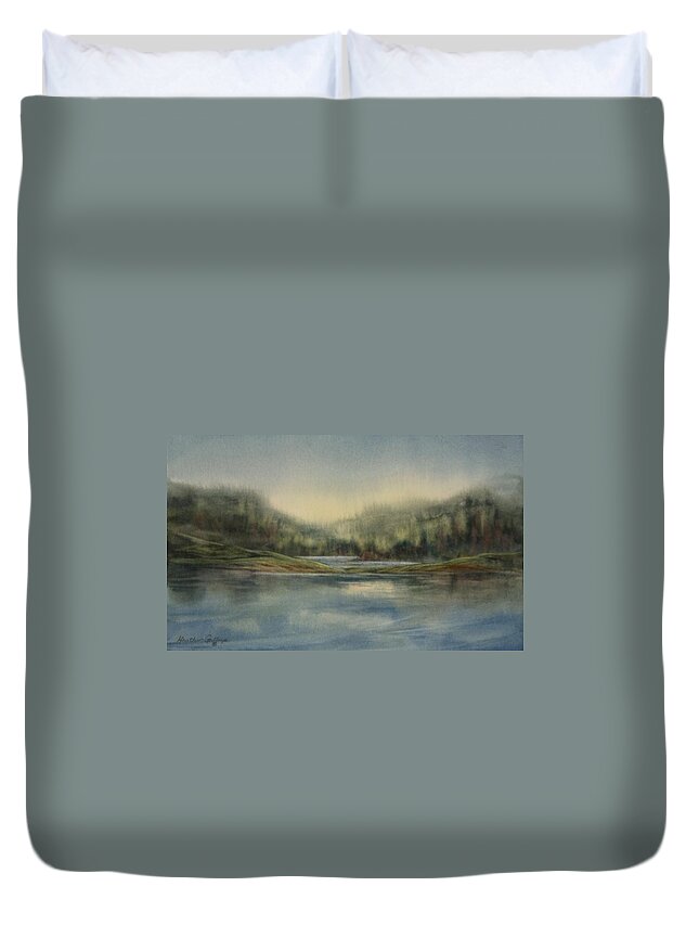Canadian Landscape Duvet Cover featuring the painting Into The Wild by Heather Gallup