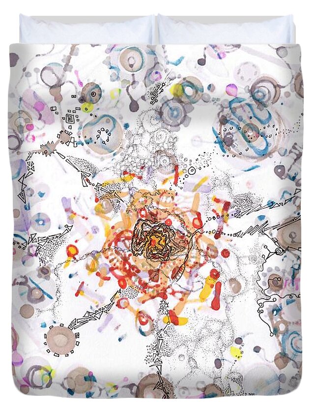 Cell Duvet Cover featuring the drawing Intracellular Diversion by Regina Valluzzi