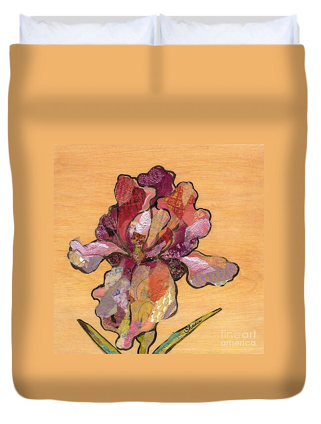 Flower Duvet Cover featuring the painting Iris II - Series II by Shadia Derbyshire