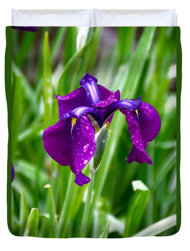 Purple Flower Duvet Cover featuring the photograph Iris by Tracy Winter