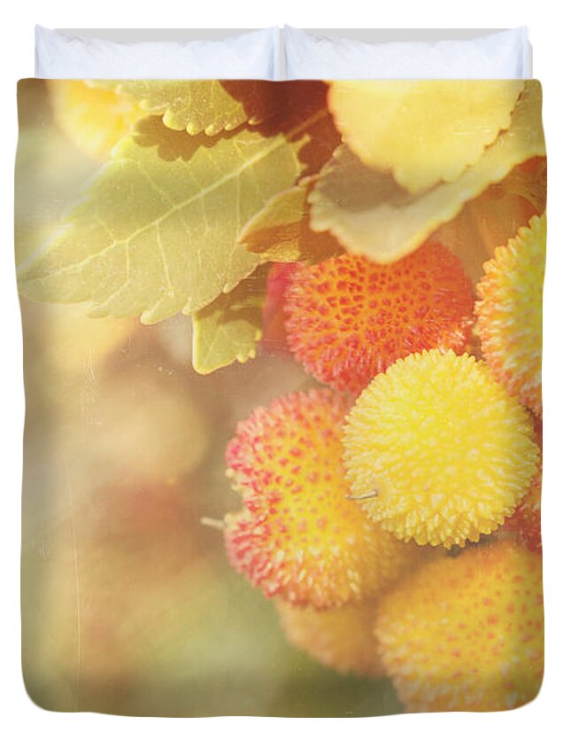 Arbutus Duvet Cover featuring the photograph Irish Strawberries by Linda Lees