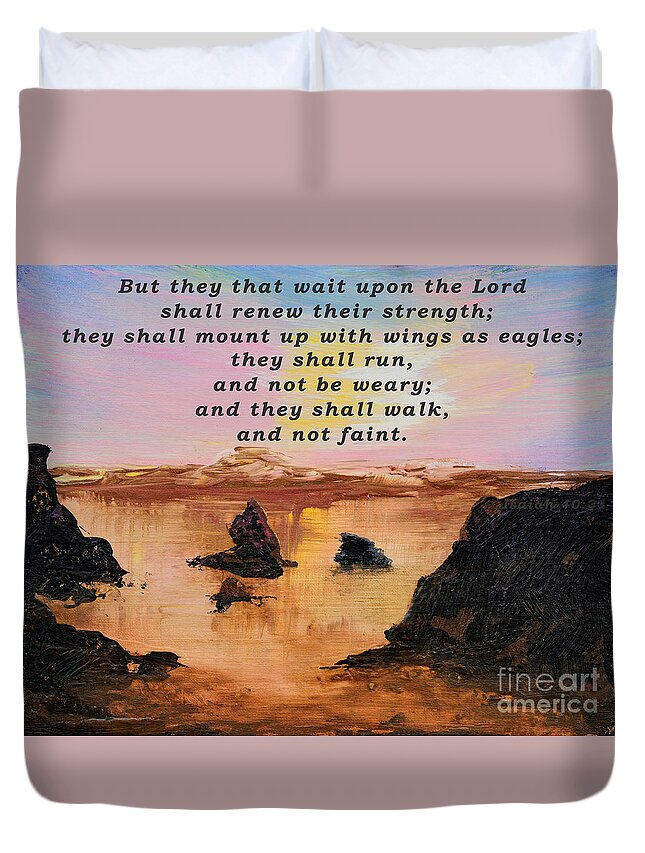 Bible Quotes Duvet Cover featuring the painting Isaiah Inspirational by Alys Caviness-Gober