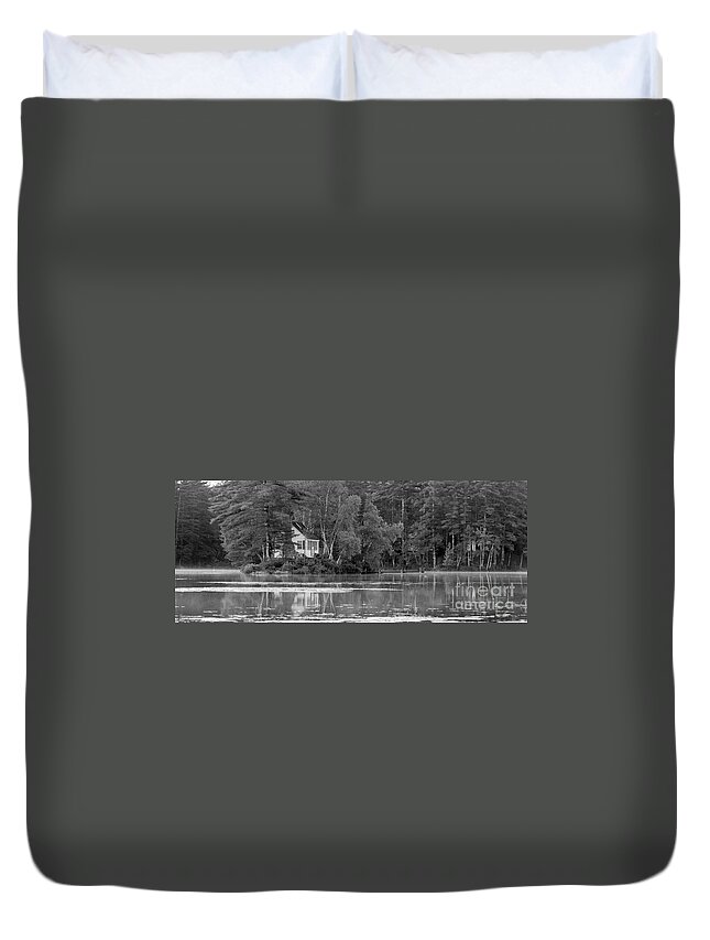 Maine Duvet Cover featuring the photograph Island Cabin - Maine by Steven Ralser