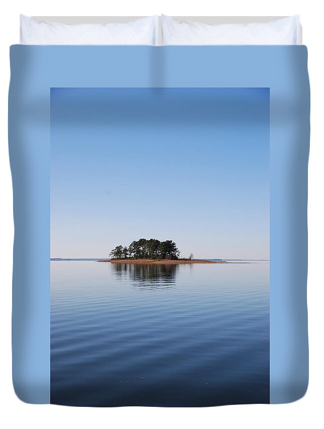 Rock Duvet Cover featuring the photograph Island on Lake Sam Rayburn by Max Mullins