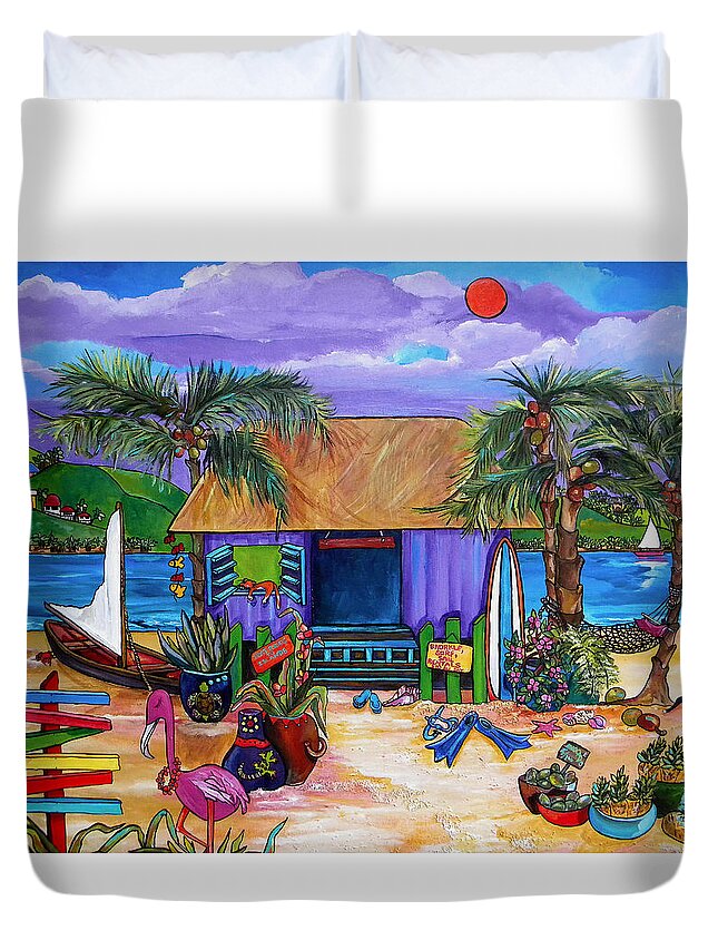Island Duvet Cover featuring the painting Island Time by Patti Schermerhorn