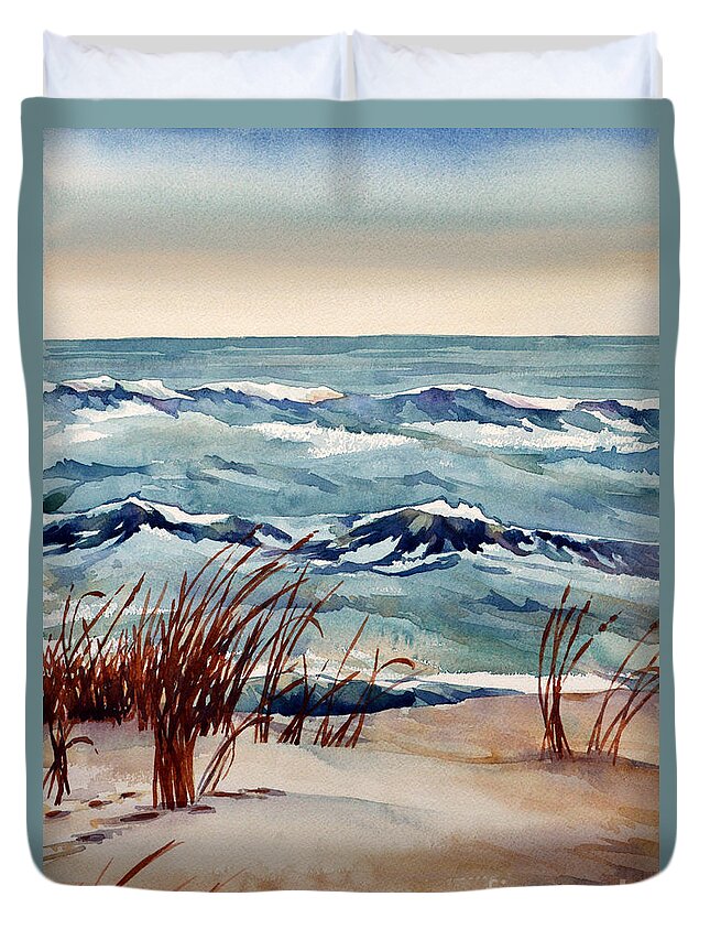 Watercolor Duvet Cover featuring the painting Isle of Palms by Mick Williams