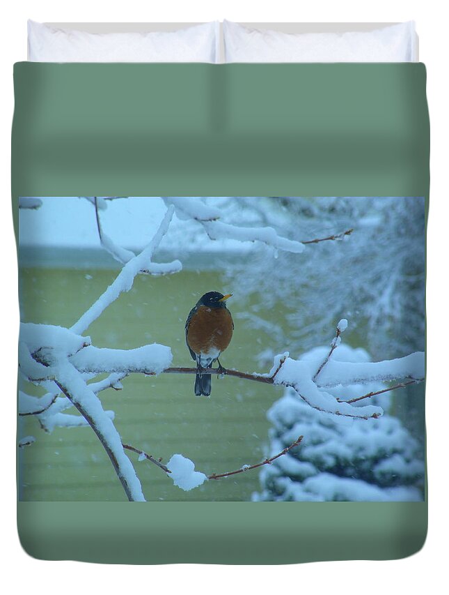 Snow Duvet Cover featuring the photograph Isn't it spring yet? by Jessica Myscofski