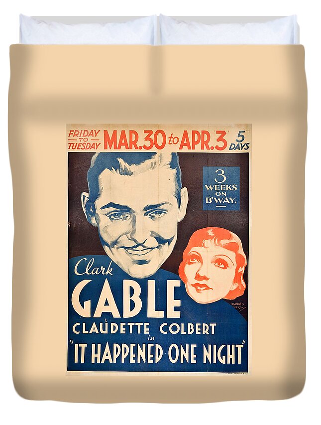 Movie Poster Duvet Cover featuring the photograph It Happened One Night - 1934 by Georgia Clare