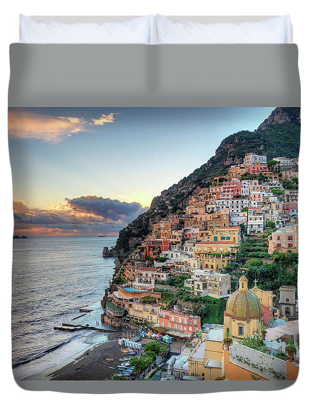 #faatoppicks Duvet Cover featuring the photograph Italy, Amalfi Coast, Positano by Michele Falzone