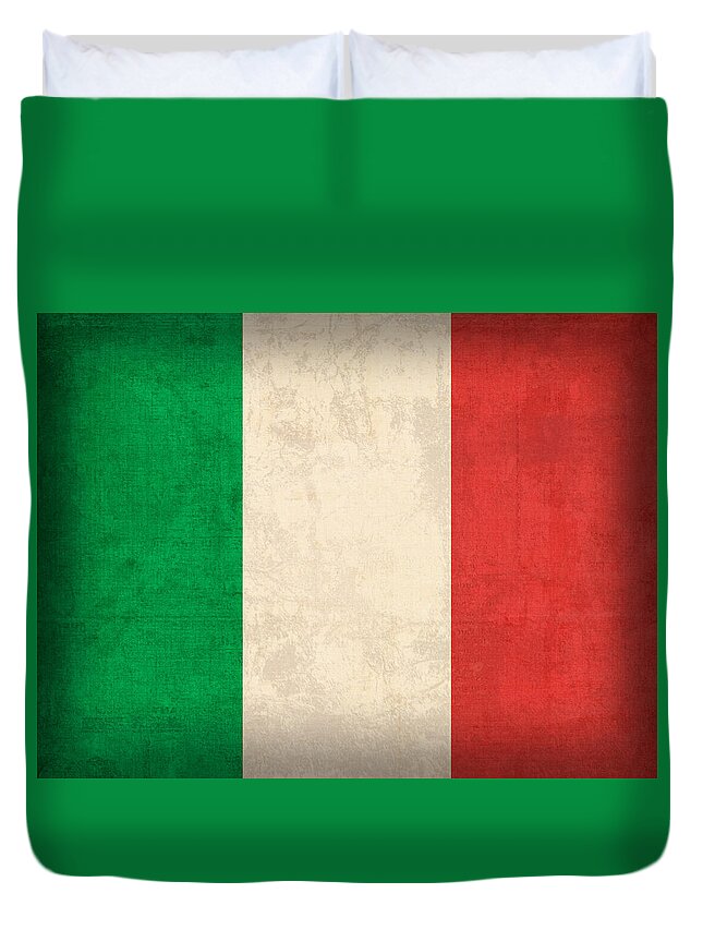 Italy Flag Vintage Distressed Finish Rome Italian Europe Venice Duvet Cover featuring the mixed media Italy Flag Vintage Distressed Finish by Design Turnpike