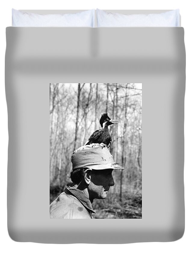 Bird Duvet Cover featuring the photograph Ivory-billed Woodpecker Nestling by James T. Tanner