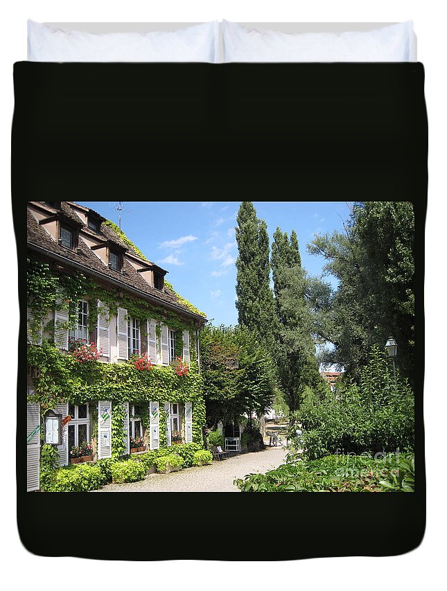 Timber Duvet Cover featuring the photograph Ivy covered house in Strasbourg France by Amanda Mohler