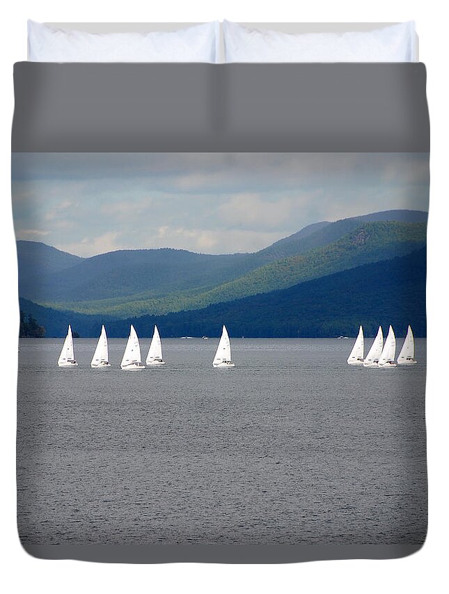 Boats Duvet Cover featuring the photograph J Boats Lake George N Y by John Schneider