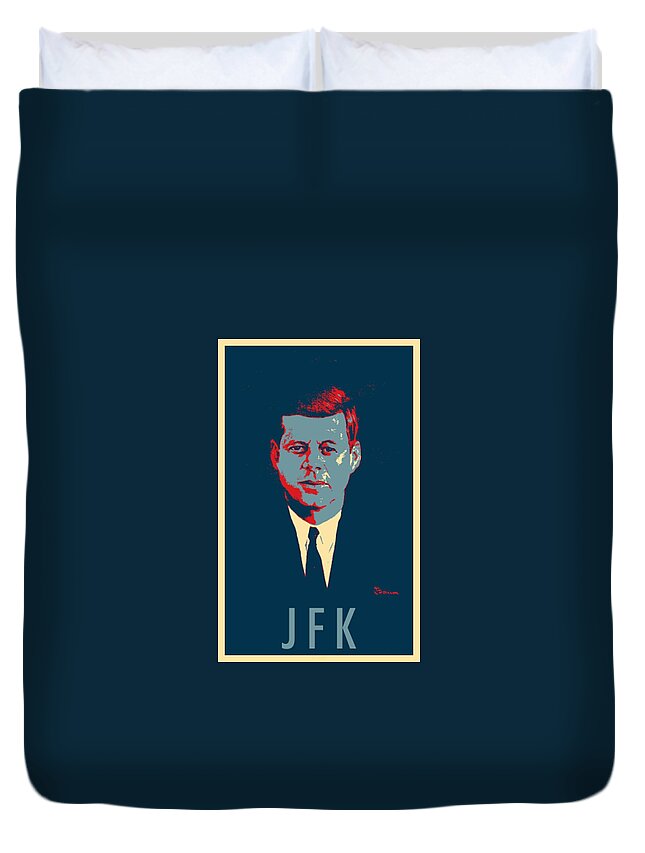 Cartoon Art Duvet Cover featuring the photograph J F K in HOPE by Rob Hans