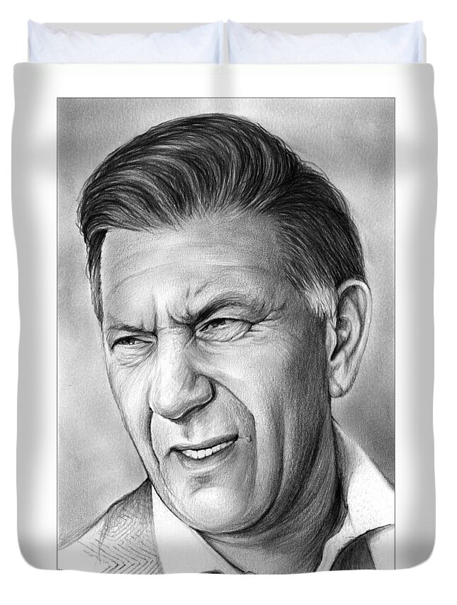 Actor Duvet Cover featuring the drawing Jack Klugman by Greg Joens