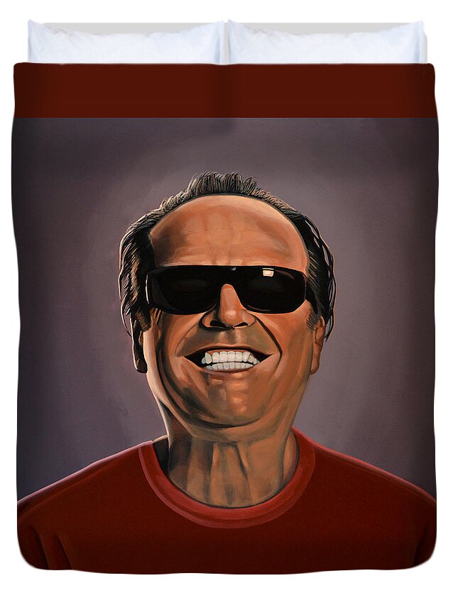 Jack Nicholson Duvet Cover featuring the painting Jack Nicholson 2 by Paul Meijering