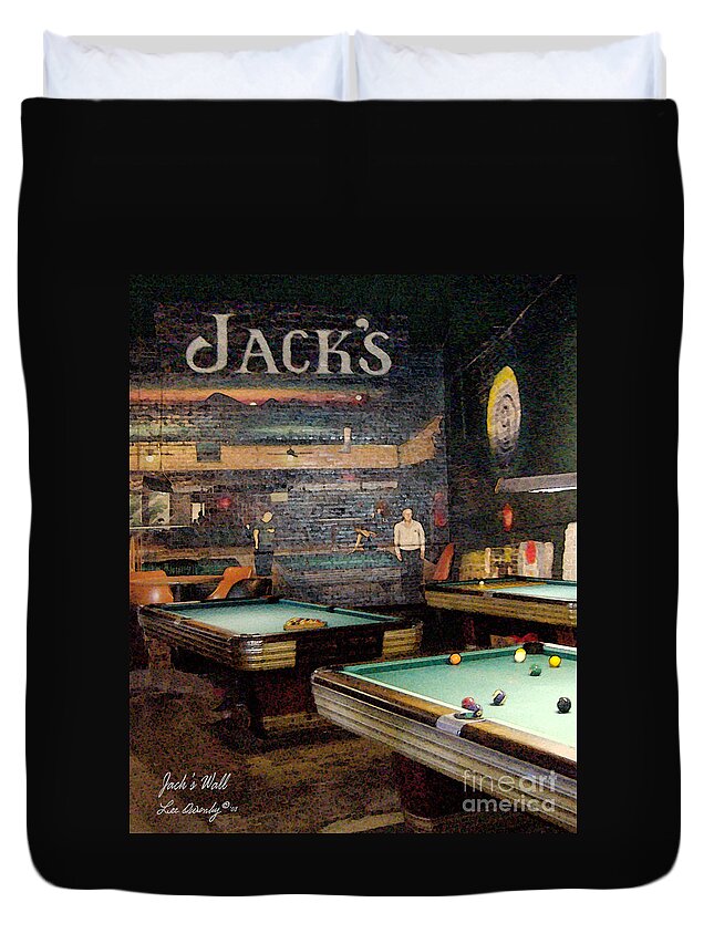 Jacks Pool Room Duvet Cover featuring the photograph Jack's Wall by Lee Owenby