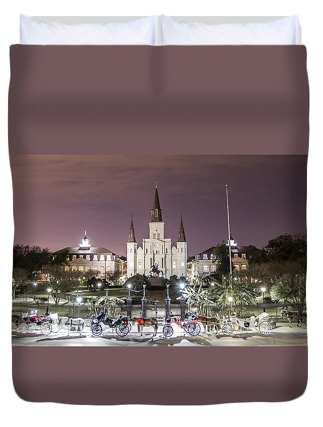 New Orleans Duvet Cover featuring the photograph Jackson Square Panoramic by John McGraw