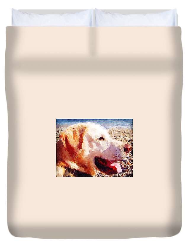 Labrador Duvet Cover featuring the painting Jake by Vix Edwards