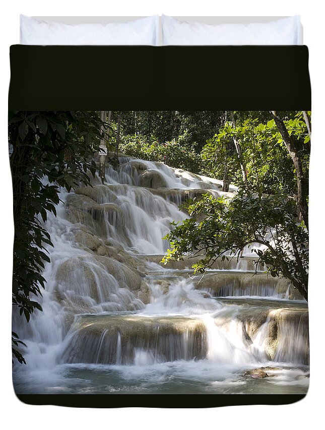 Day Duvet Cover featuring the photograph Jamaica Ocho Rios - Dunns River Falls by Tips Images