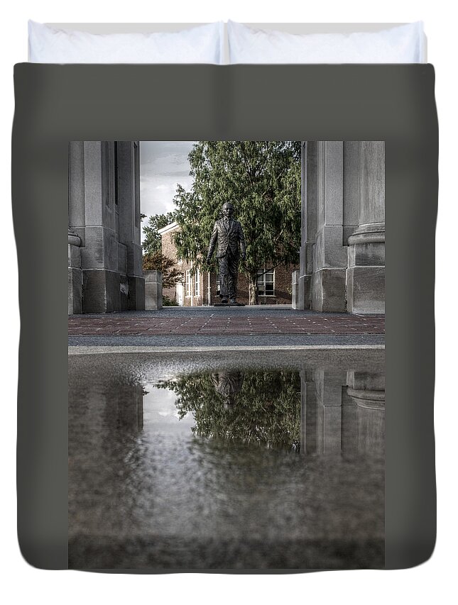James Meredith Duvet Cover featuring the photograph James Meredith Statue Reflection by Joshua House