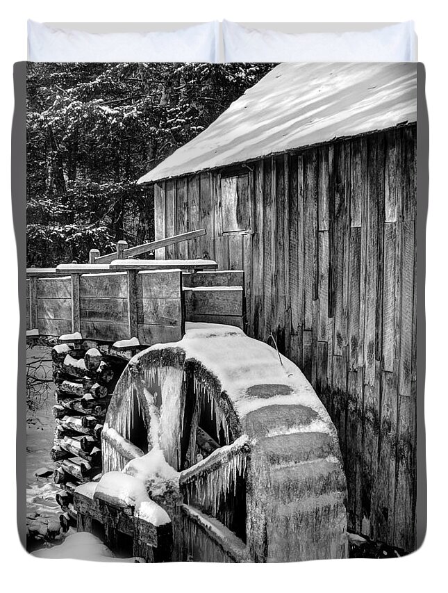 Grist Mill Duvet Cover featuring the photograph January Grist Mill by Michael Eingle